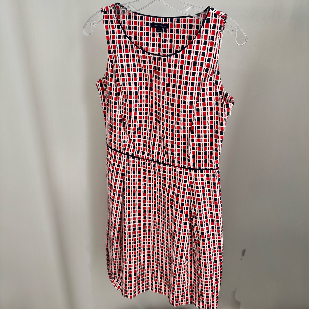 Tommy Hilfiger Red and Black Patterned Midi Dress
